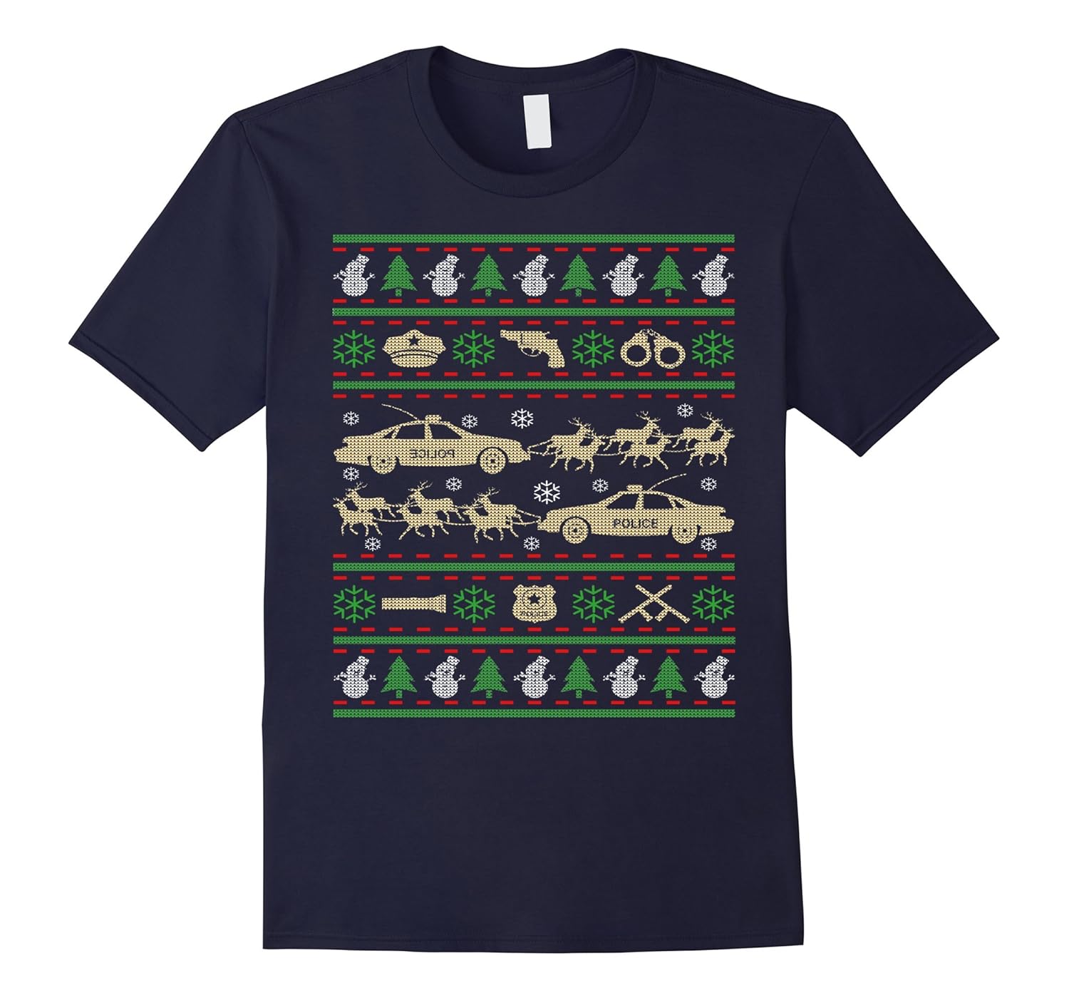 Police Christmas Ugly Sweater T-Shirt-ANZ