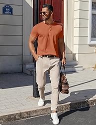 COOFANDY Mens Summer Shirts Henley Cotton Mens T