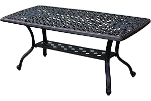 Darlee Elisabeth Cast Aluminum Rectangular Coffee Table, 21'' x 42'' Antique Bronze Finish