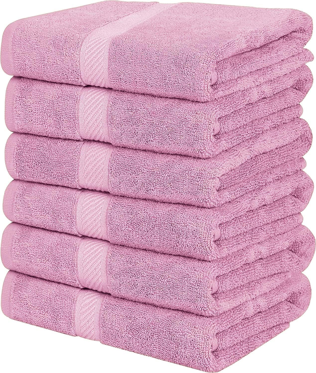 Photo 1 of Simpli-Magic Cotton Set, Bath Towels, Pink, 24 x 46 Inches, 48 Count