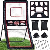 Heavy-Duty Lacrosse Rebounder for Backyard 4x7 ft Volleyball Rebounder Net Bounce Back with Adjustable Angles for Lacrosse Volleyball Baseball Soccer Includes Removable Target Net