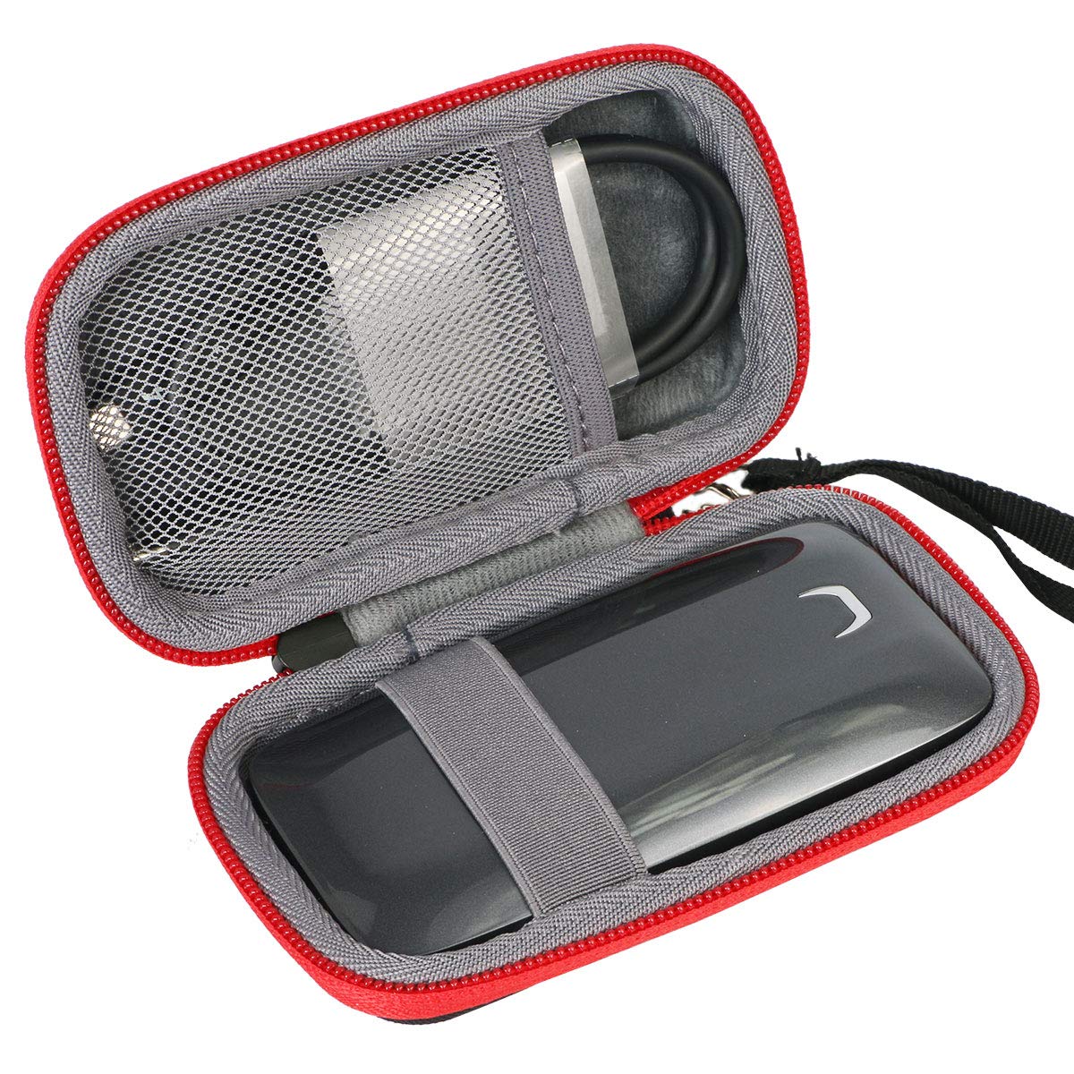 co2CREA Hard Travel case for xxx Portable SSD (Black Case with Red zipper)