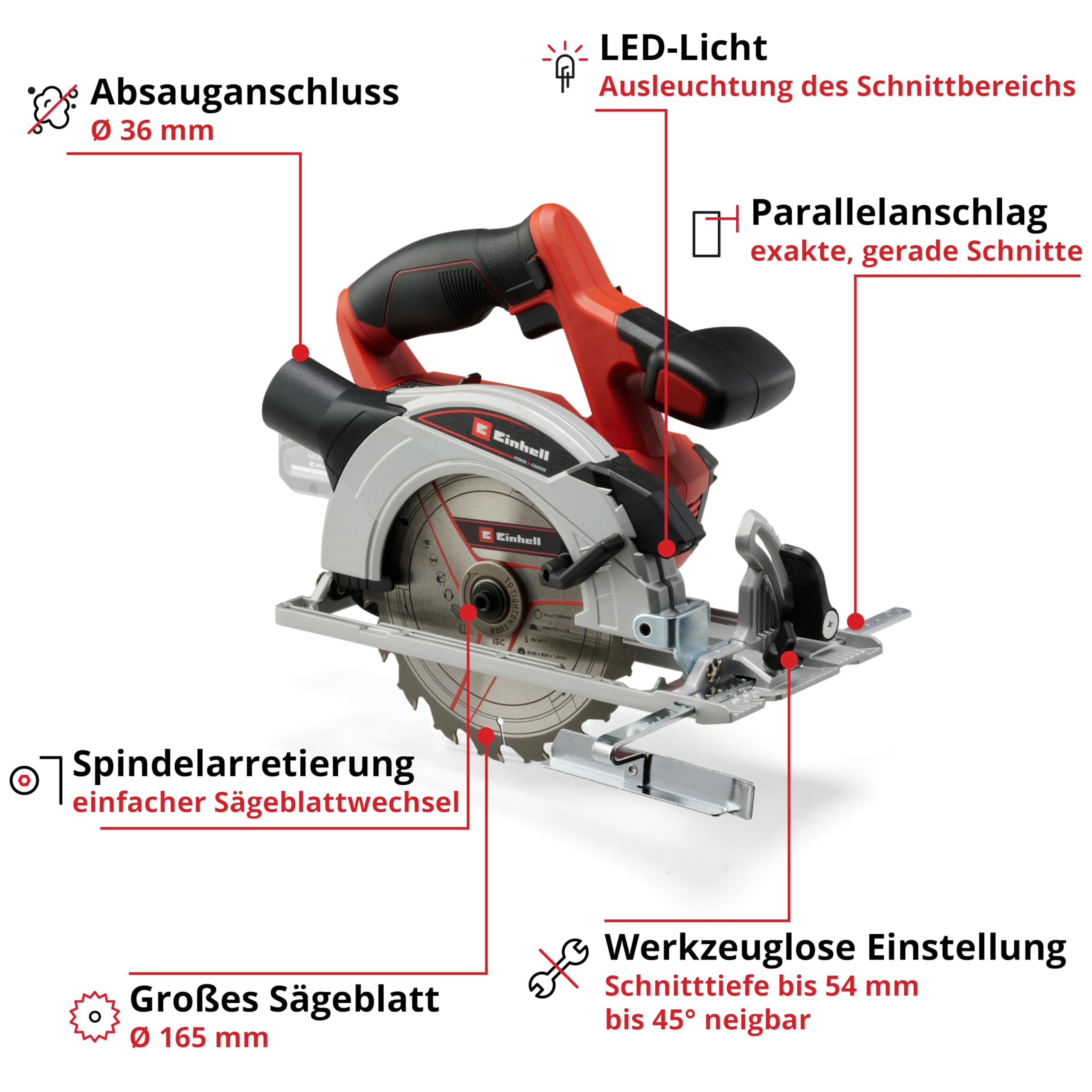 Einhell Akku-Handkreissäge TE-CS 18/165-1 Li-Solo 3