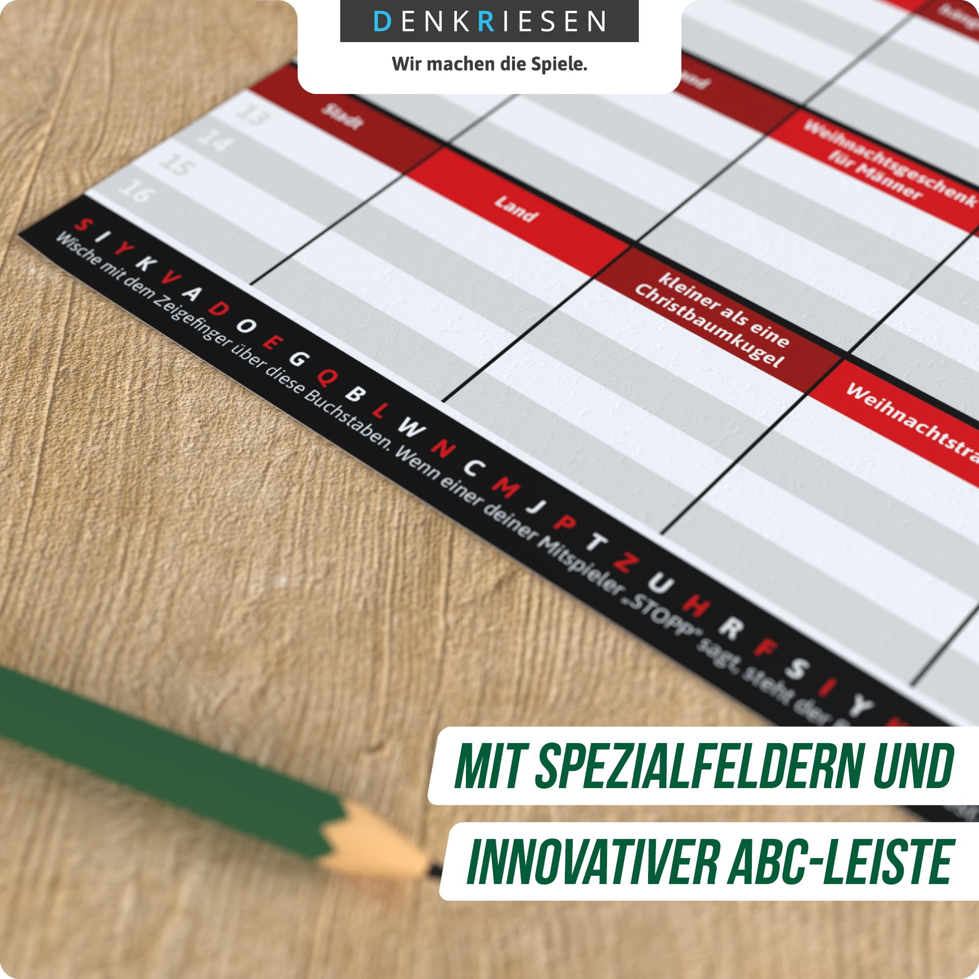 DENKRIESEN Stadt Land VOLLPFOSTEN® - Christmas Edition | ab 9 Jahren mit 26 neuen Kategorien | Stadt Land Fluss | Weihnachtsspiele | Xmas | Familienspiel - Adventskalender Füllung | Wichtelgeschenk 4