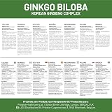 PH PROWISE Ginkgo Biloba Korean Ginseng Tablets 16000mg 180 Vegan UK view 6