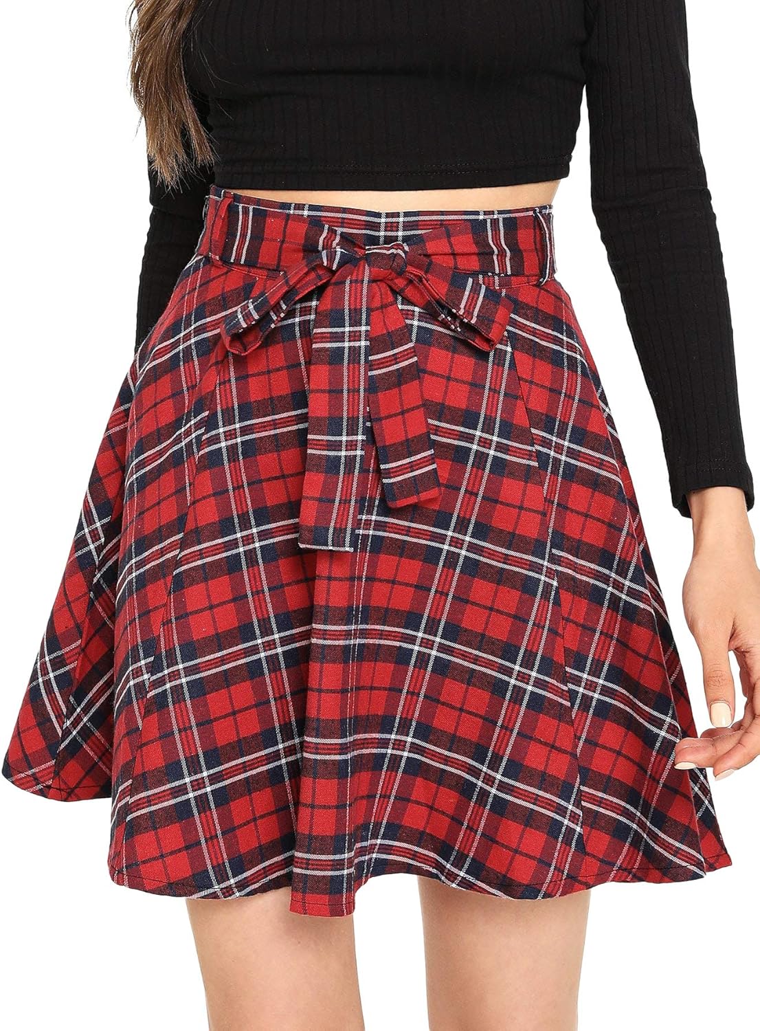 Milumia Women Plaid Casual Cheerleader Mini Pleated A Line High Waisted Skater Skirts at  Women’s Clothing store