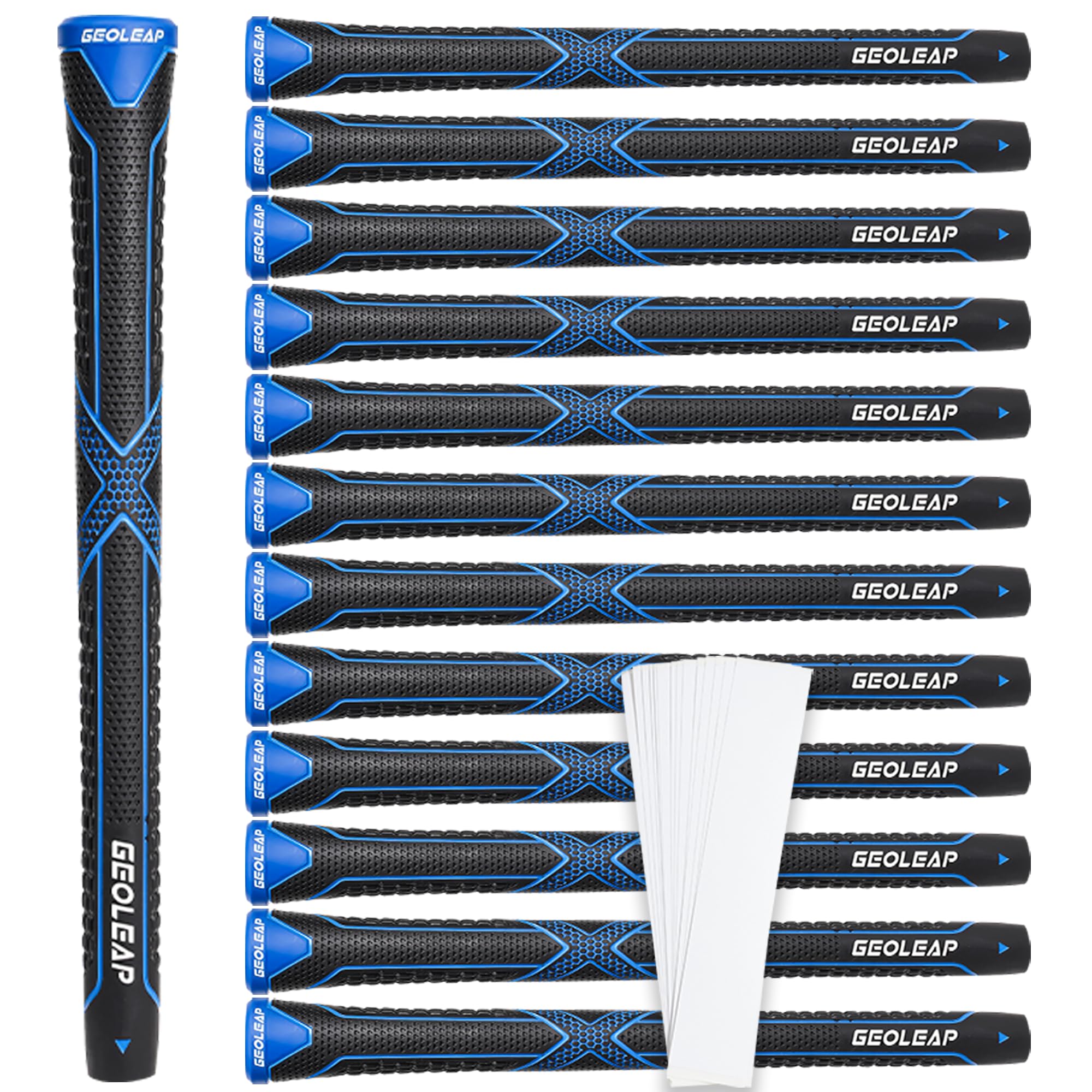 Photo 1 of Geoleap Golf Grips 13 Pack,Non-slip and High Shock-absorbing Golf Club Grips ,Choose between 13 Grips with 15 Tapes and Full Kits.(Midsize-Black Blue( 15 tapes))