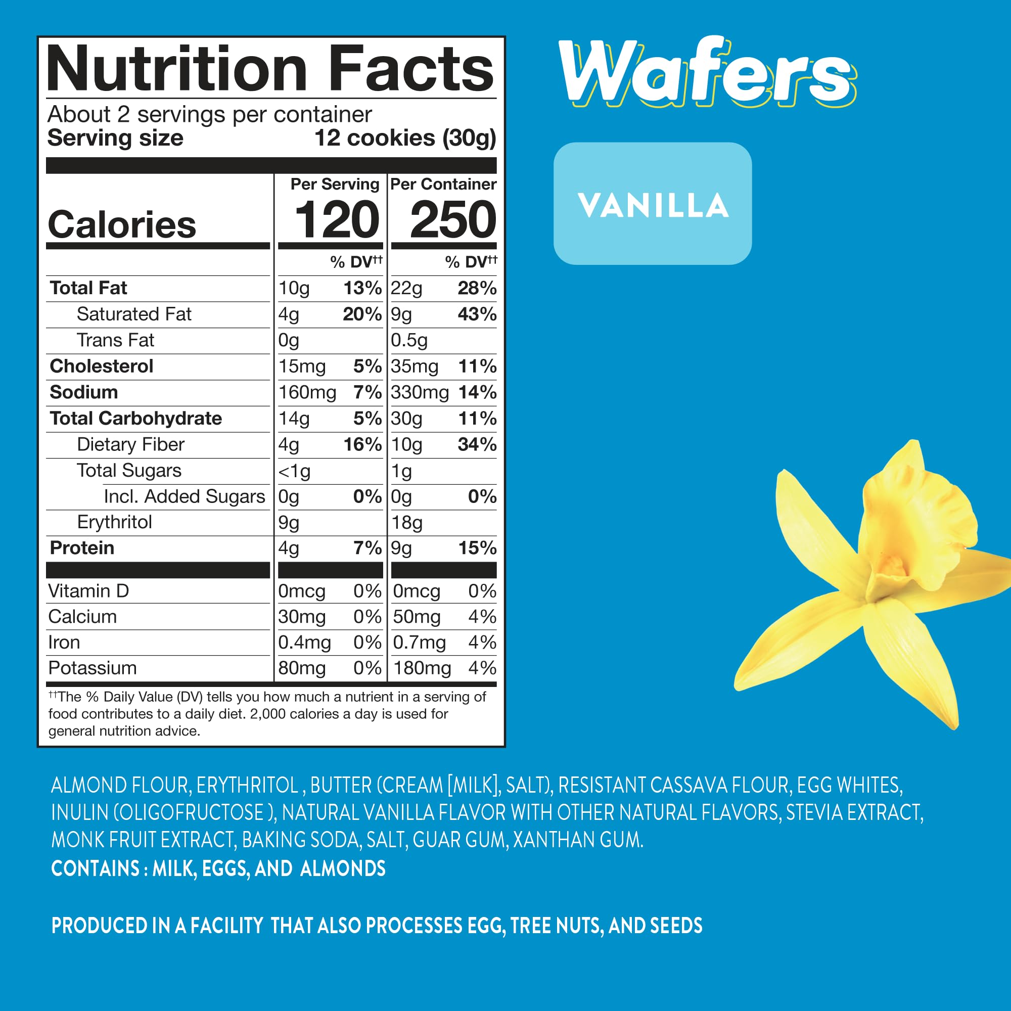 HighKey Gluten Free Vanilla Wafer Cookies - 3 Pack Low Carb Keto Snack Sugar Free Dessert Diabetic Snacks Healthy Diet Friendly Food Sweet for Adults Almond Flour Cookie Zero Sugar Added Protein Treat