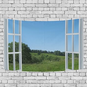 Amazon Com Saobao Tapiz Paisaje Hermoso Exterior Ventana Recamara