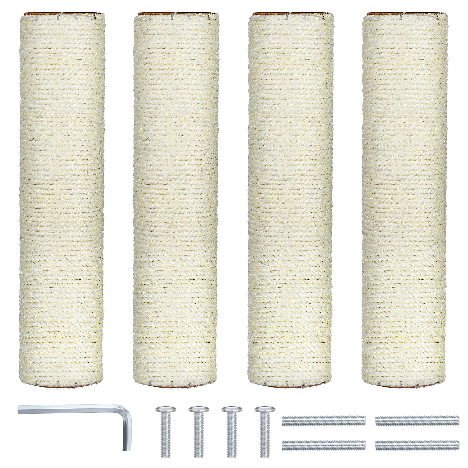 Photo 1 of 4 Pcs Cat Scratching Post Replacement 12in Cat Tree & Tower Scratch Pole Refill Parts with M8 Screws Sisal Rope Cat Furniture Protector