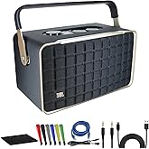 JBL Authentics 300 - Retro Style Wireless Bluetooth and Wi-Fi 100W Smart Home Speaker (JBLAUTH300BLKAM) + USB-C Cable + Network Cable + AUX Cable + Wire Straps + Cleaning Cloth