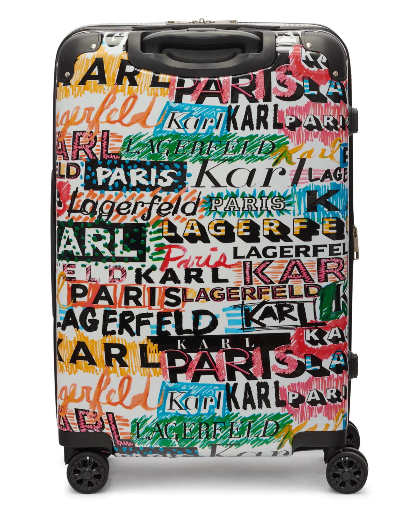 Karl Lagerfeld Paris Women's Logo Explosion Upright Hardside Suitcase, Multi, Medium