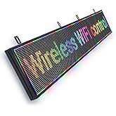LIBACHENPL Programmable Led Sign Digital Scrolling Stock Sports Ticker Display Boards for Restaurants Signage Message Custom Marquee Electronic Menu Store Business (77"X14")