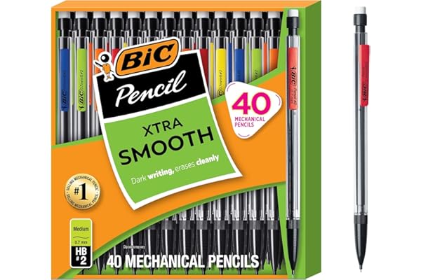 BIC Xtra Smooth Mechanical Pencil with 0.7 mm Medium Point, Refillable and Retractable, 40-Count Pack