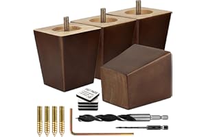 Airy Abode Premium Walnut Square Furniture Legs (Full Install Kit) - Pick Your Size and Color