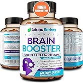 40-in-1 Brain Booster Supplements for Memory, Focus, Clarity, Energy, Performance | Natural Nootropic Brain Support Supplement with DMAE, Bacopa Monnieri & More | For Men & Women | 120 V Capsules