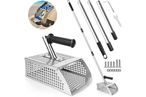 VDSFAND Sand Flea Rake Long Handle Sand Scoop - Detection Tool with Anti Slip Handle Heavy Duty Stainless Steel Metal Detecting Sand Scoop with Long Handle Ideal for Underwater Treasure Hunting