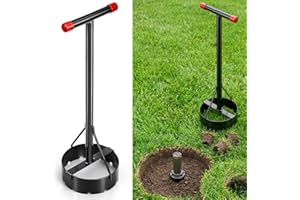 PullCrease Sprinkler Donut Cutter 7 Inch Grass Trimmer Sod Cutter for Sprinkler Heads Steel Vinyl Coated Handle Efficient Law