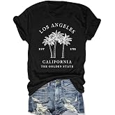Women Los Angeles California Shirt Vintage Palm T Shirt | Women California Shirt Vintgage Los Angeles T Shirt Funny Summer Palm Tops Short Sleeve Graphic Tees