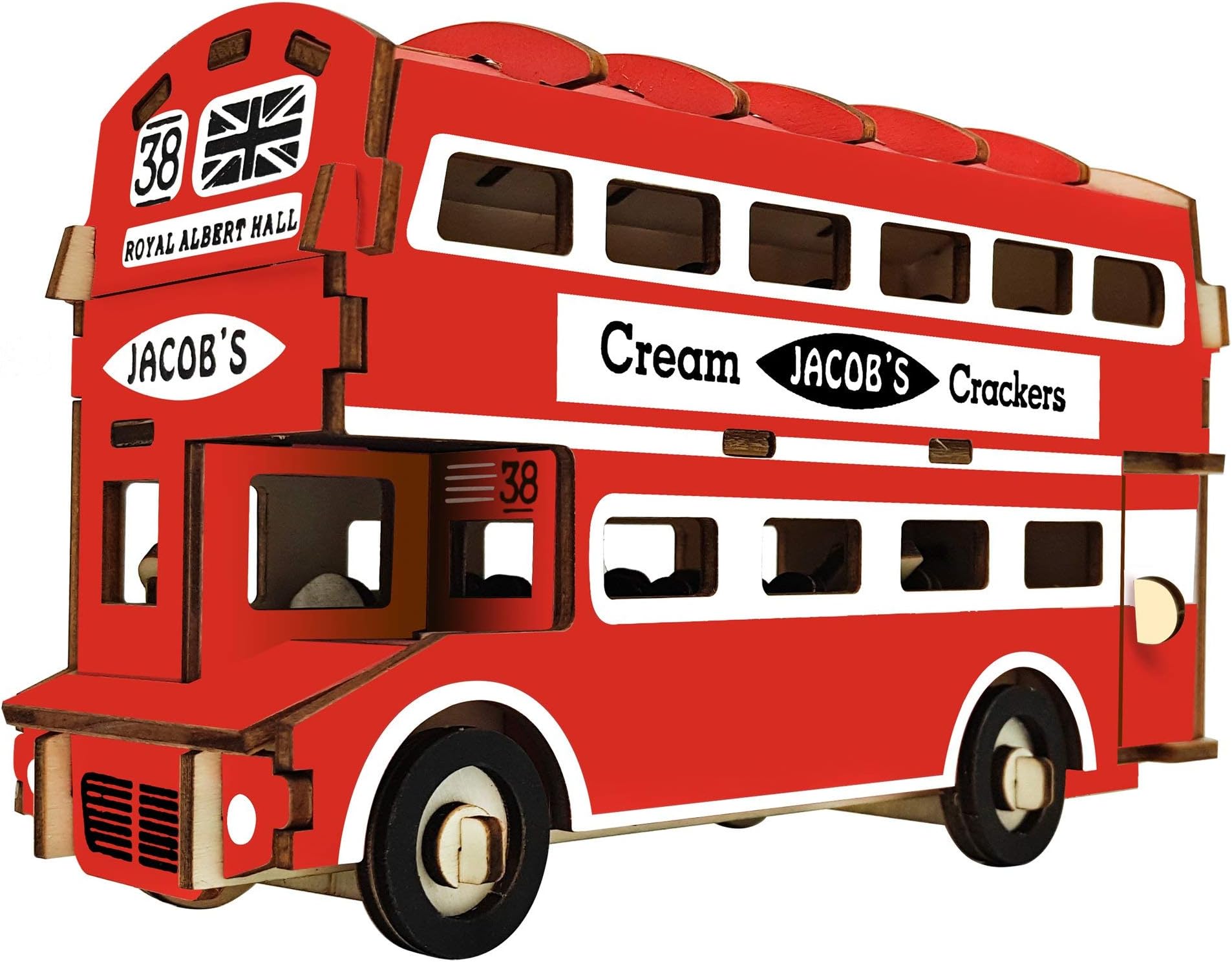 BestPysanky 94 Pieces Double-Decker London Bus Model Kit - Wooden Laser-Cut 3D Puzzle