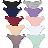 FINETOO Womens Cotton Underwear Sexy Stretch Bikini Panties Low Rise Hipster Ladies Soft V-Waist Cheeky