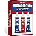ESKONKE 3 Pack Thread Locker Blue 243 + Basic + Red 271, Nuts Bolts Threadlocker Lock Tight & Seal Fasteners Metal Screw Compound to Prevent Loosening & Corrosion