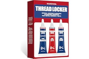 ESKONKE 3 Pack Thread Locker Blue 243 + Basic + Red Threadlocker 271, Nuts & Bolts Lock Tight & Seal Compound Metal Fasteners Anaerobic Curing Glue (Basic/243/271)