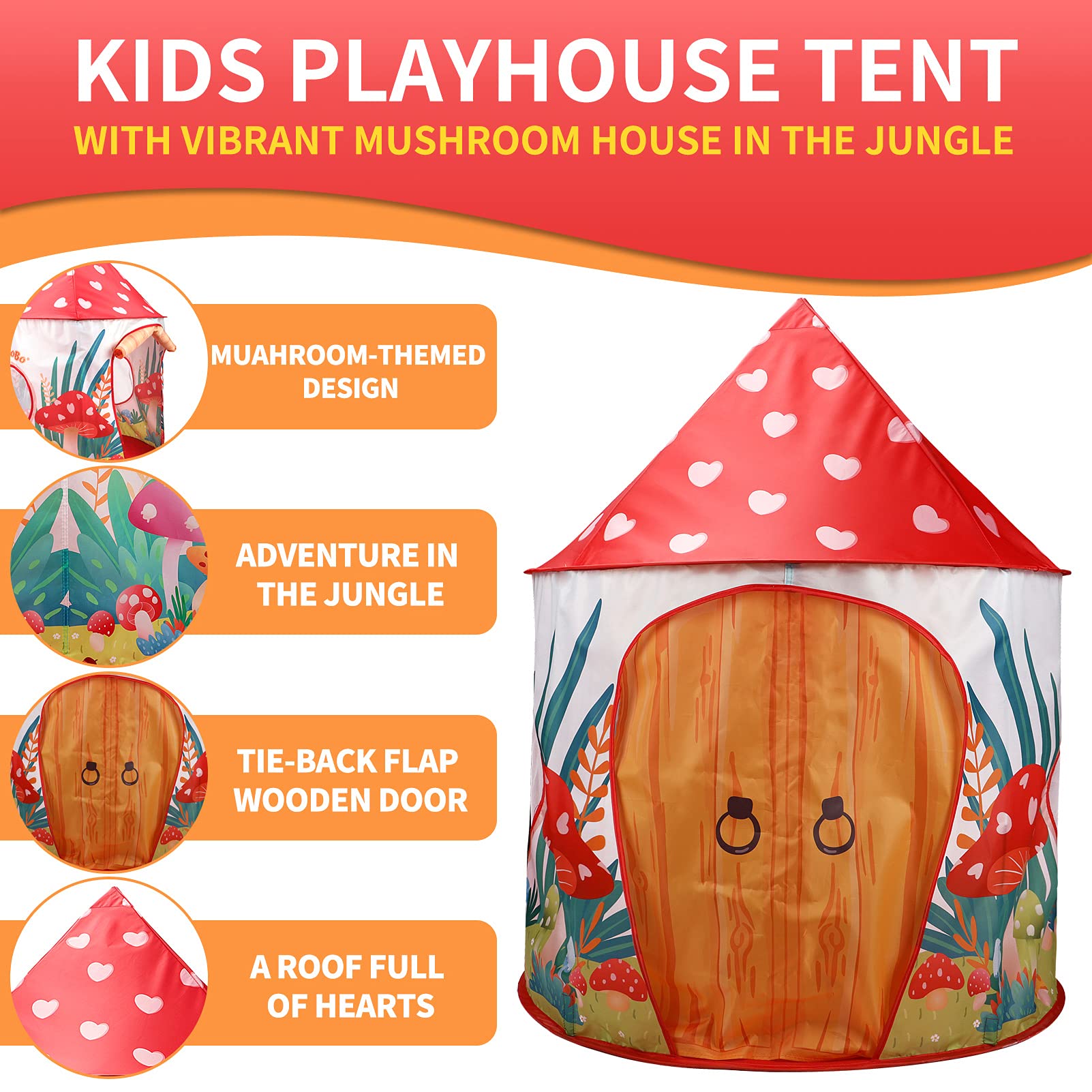 Mushroom Kids Play Tent Space Themed Indoor Play Children House for Boys and Girls (Mushroom)