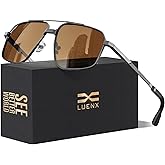 LUENX Aviator Sunglasses for Men Square Polarized Polygon Sun Glasses UV400 Protection
