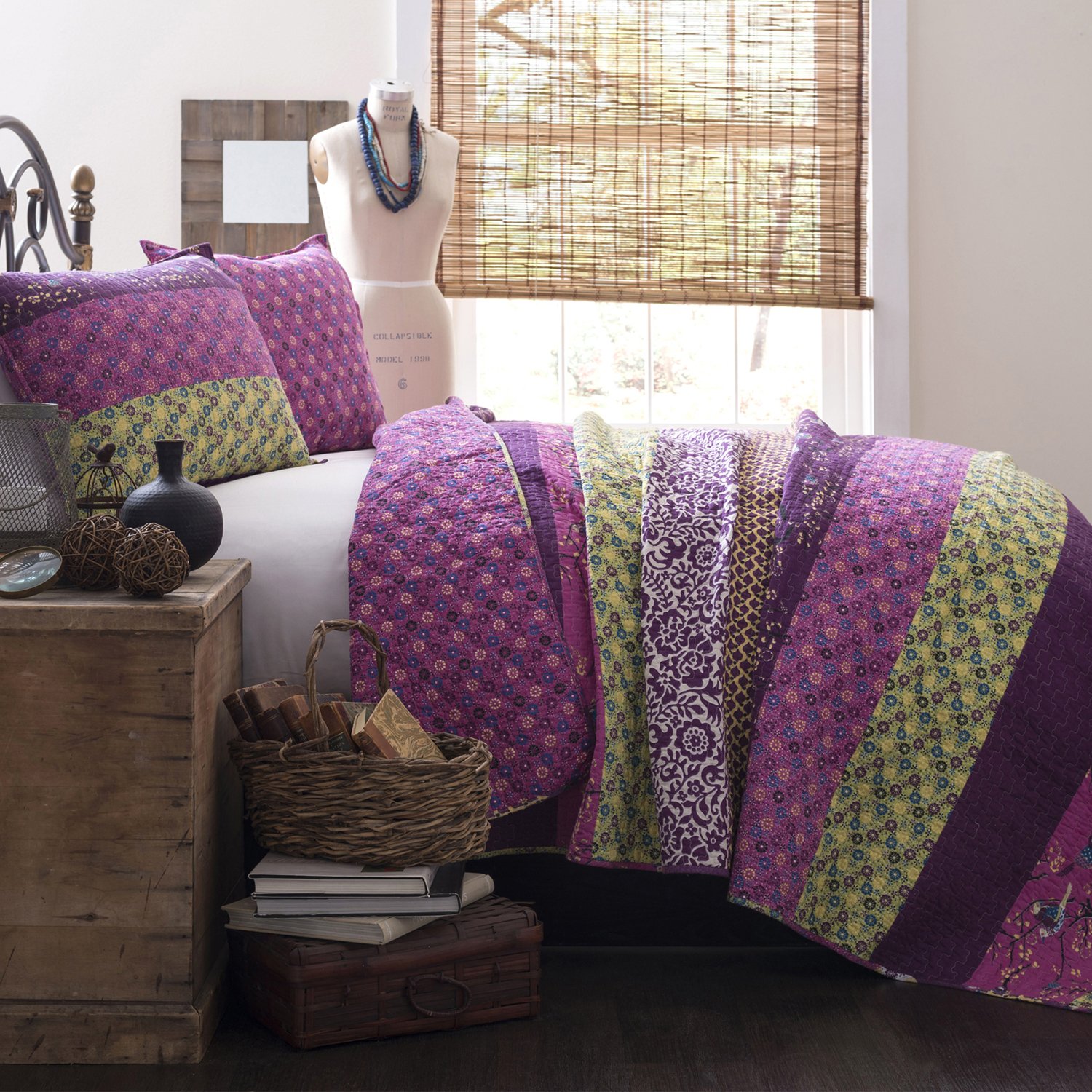 Lush Decor Royal Empire 3-Piece Quilt Set, Full/Queen, Plum