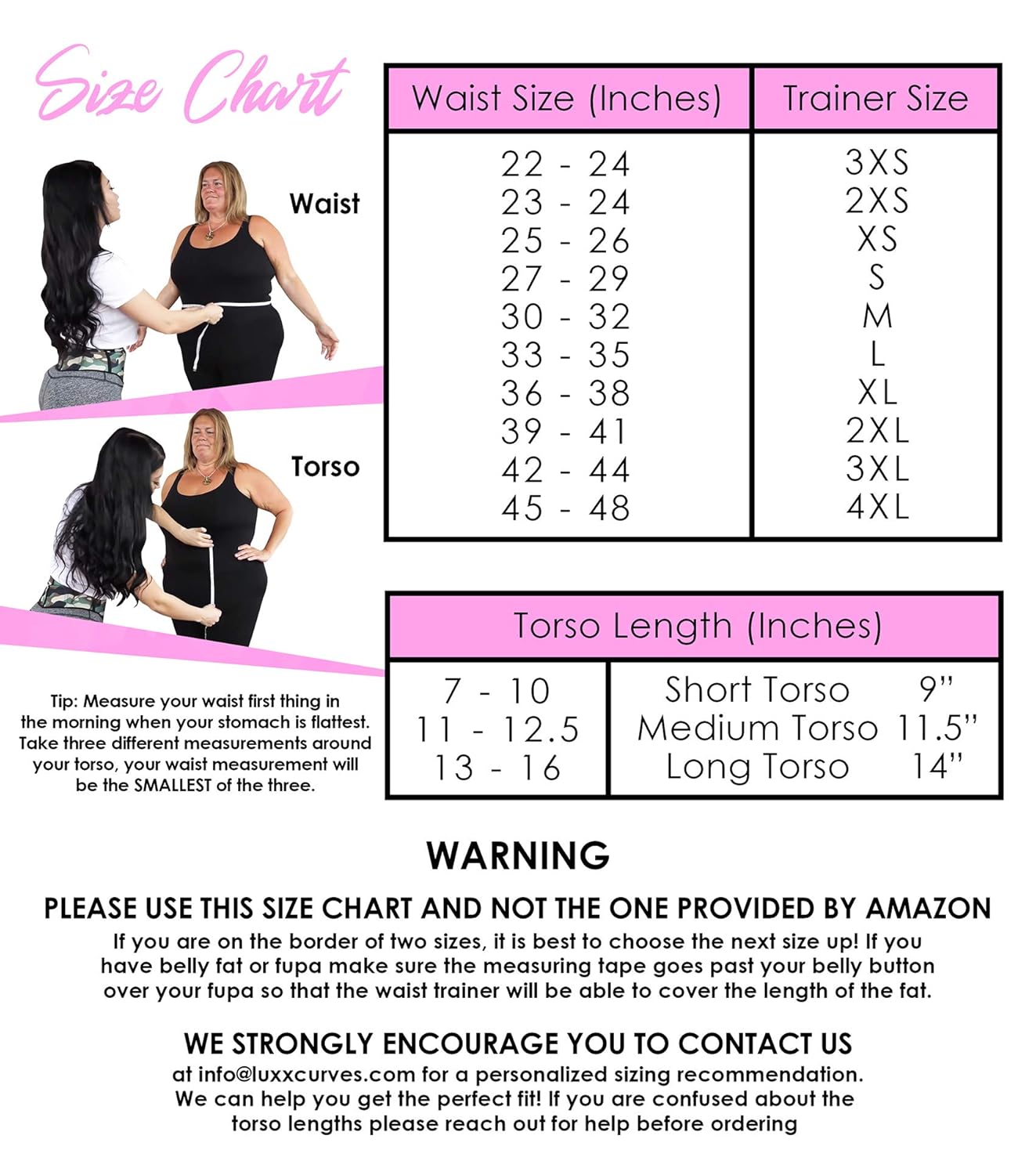 waist trainer sizes