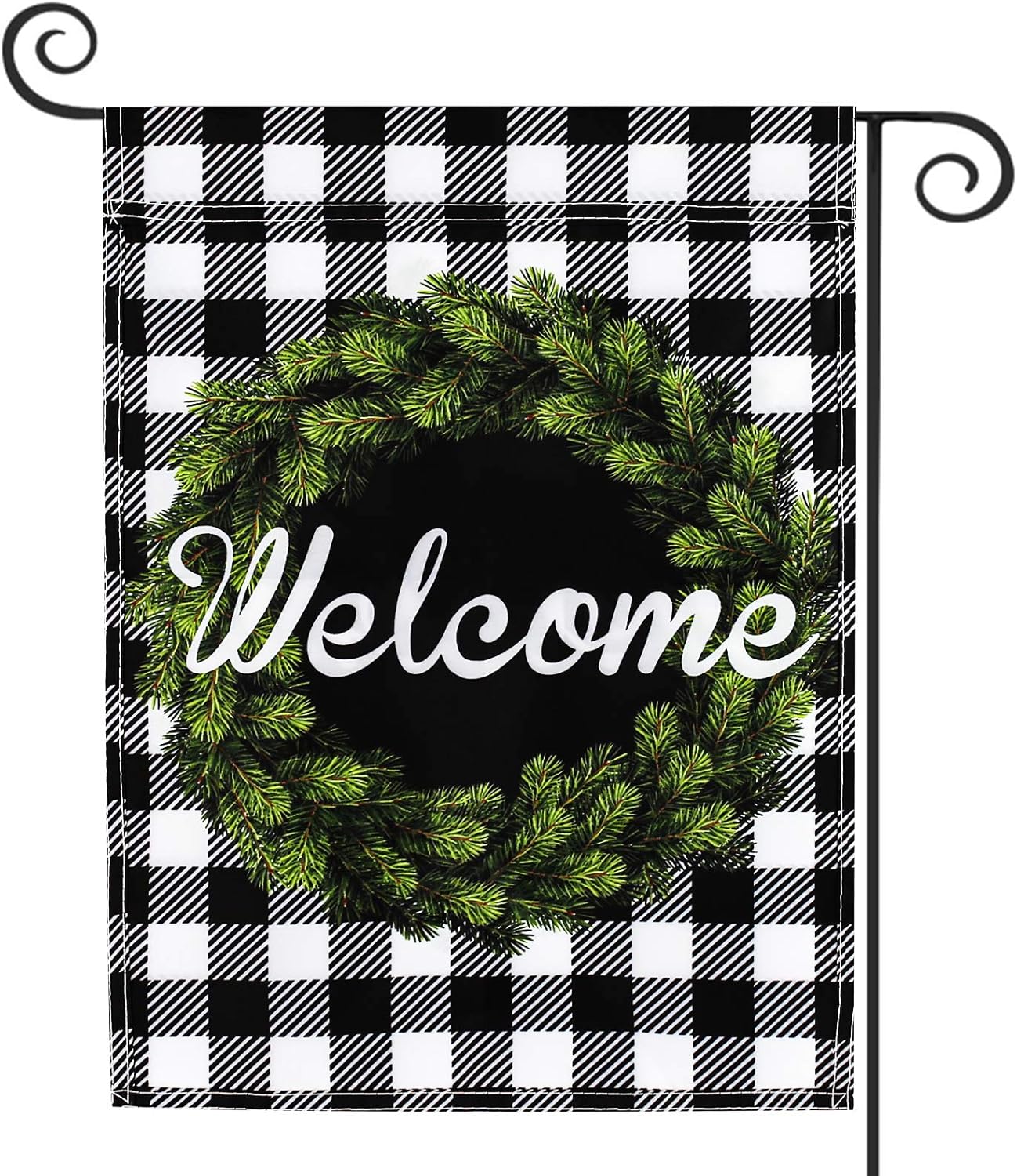 LovesTown Double Sided Welcome Garden Flag, Buffalo Plaid Outdoor Flag Farmhouse Garden Flag Seasonal Yard Outdoor Decoration Spring House Outdoor Flag Autumn Outdoor Decoration