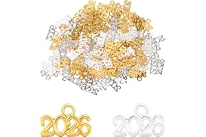 120pcs 2026 Charms, Zinc Alloy Gold and Silver 2026 Year Charms New Year Graduation Tassel for Craft DIY Jewelry Making Party