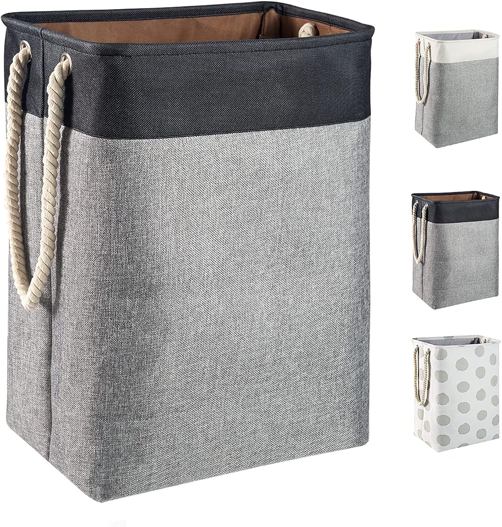 BrilliantJo 78L Large Collapsible Laundry Basket with Handles Black Grey