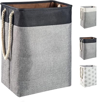 BrilliantJo 78L Large Collapsible Laundry Basket with Handles Black Grey