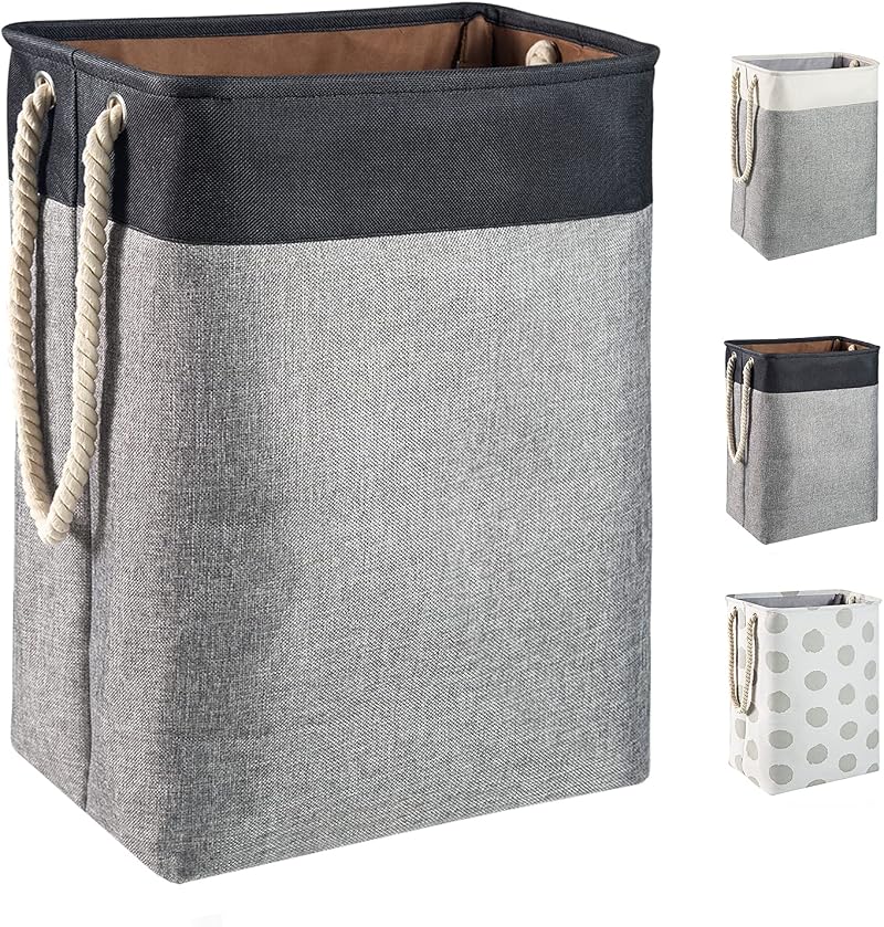 BrilliantJo 78L Large Collapsible Laundry Basket with Handles Black Grey