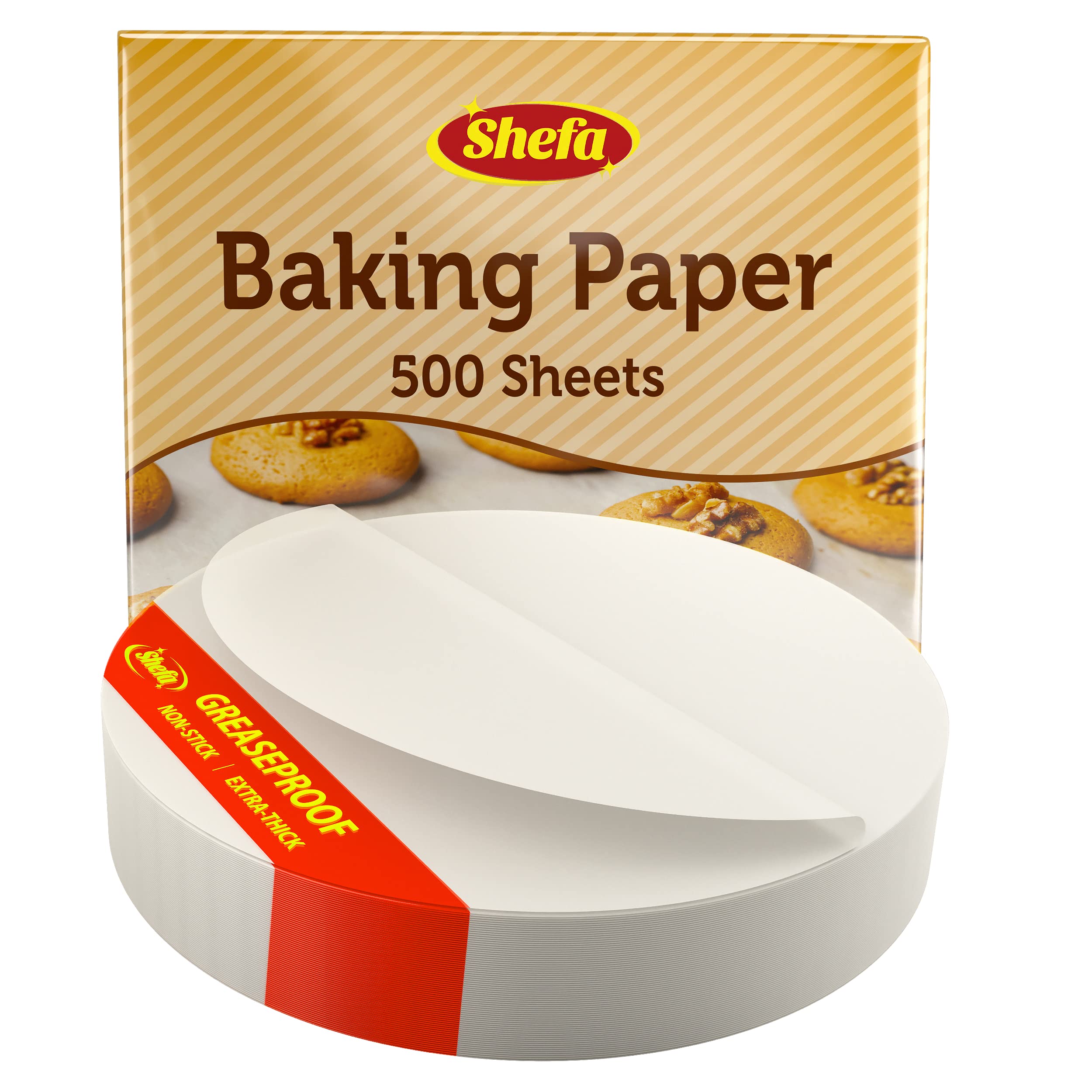 SHEFA 500 Pcs Premium Quality Circle Baking Paper Sheets Grease Proof Parchment Paper Bake Cake precut Ready Cut for Oven Tray Value Pack