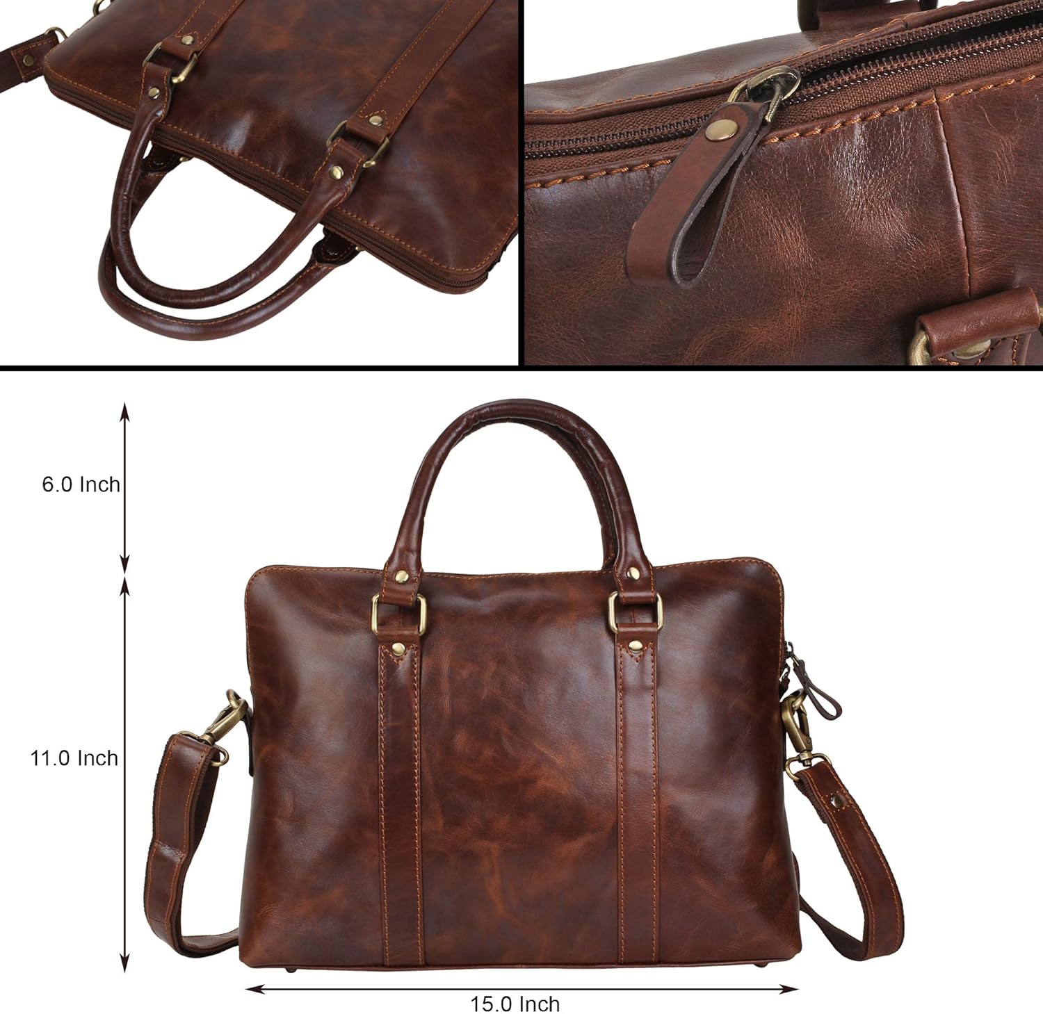 Pitaara Genuine Leather Women's Laptop Bag For Laptops Size 14" (Brown): Shoes