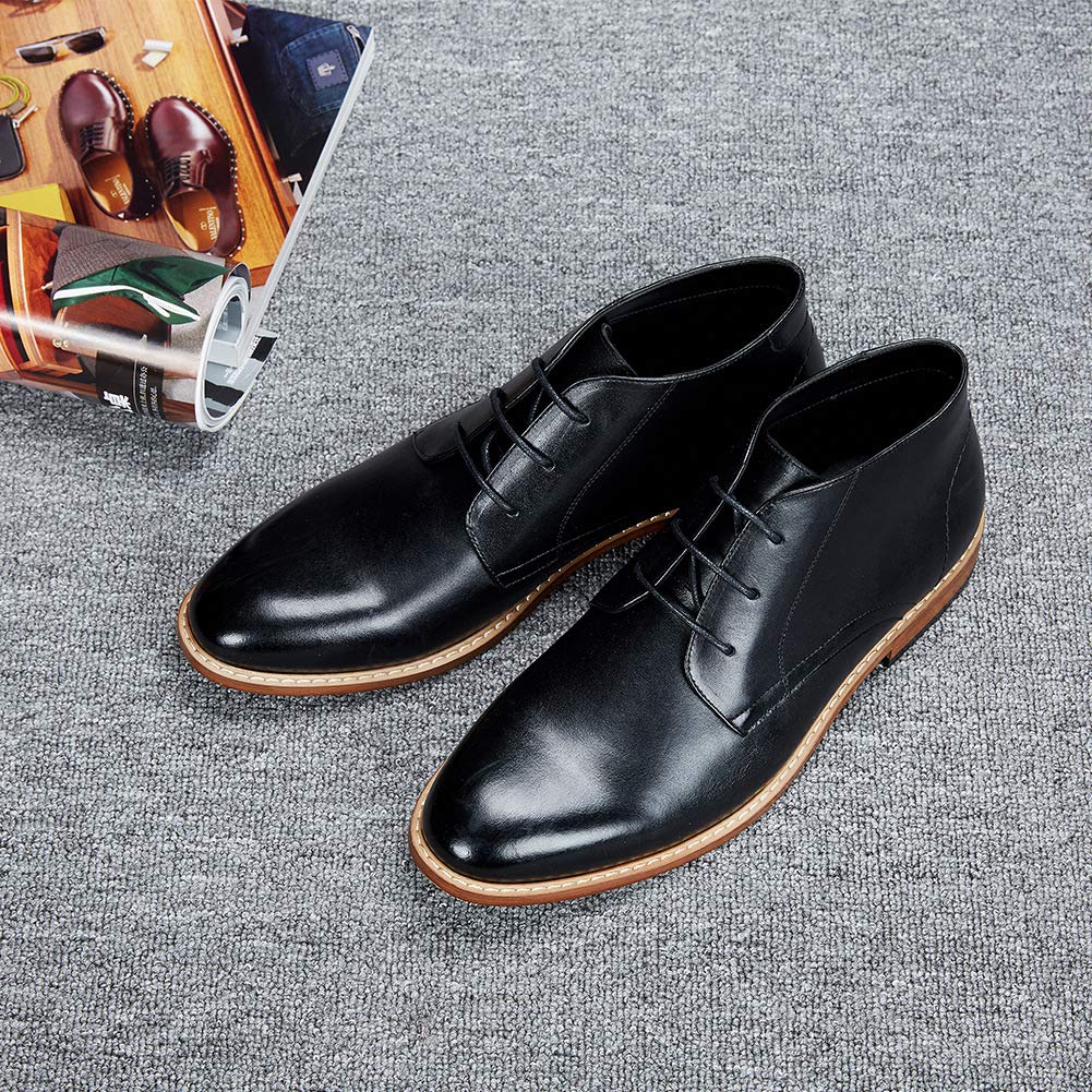 kunsto men's genuine leather oxfords dress ankle boots with zipper