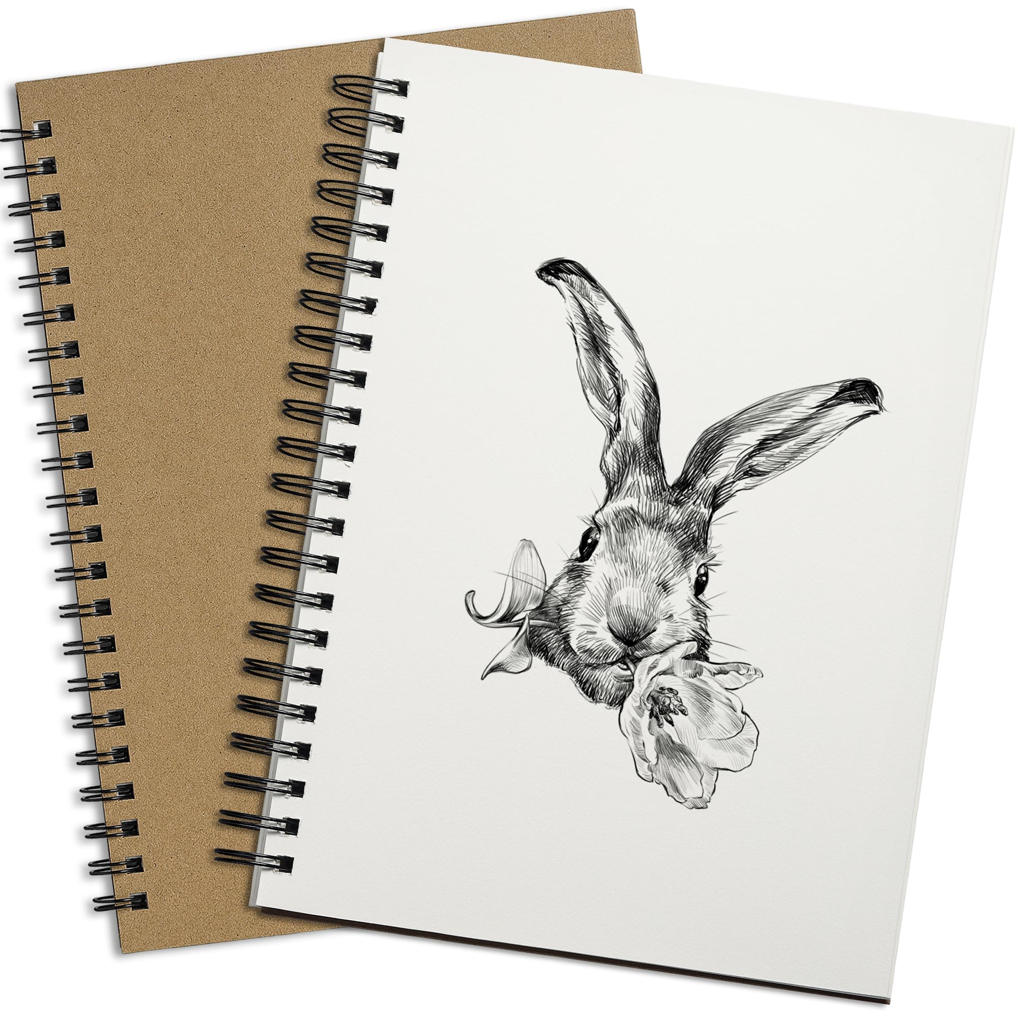 A4 Sketch Books 2 Pack, Recycled Spiral Notebook Cartridge Paper Drawing Pads 120Page/ 60 Sheets White Artist Paper Hard Cover 160gsm DS03A402