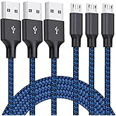Micro USB Cable, 3Pack 10FT Android Charger Cable Long Nylon Braided Sync and Fast Charging Cord Compatible with Samsung Gala