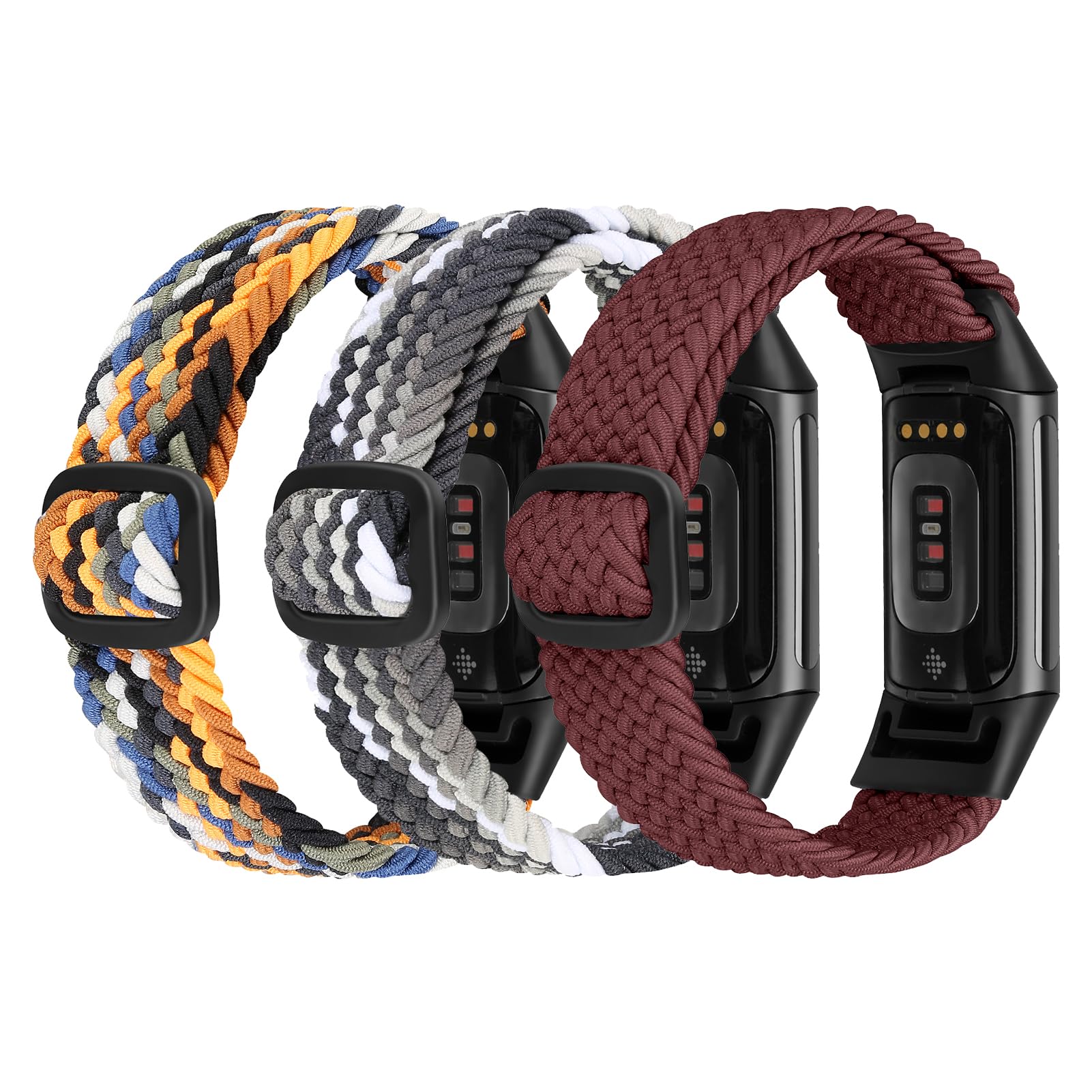 Ecogbd Elastic Nylon Replacement Strap Compatible with Fitbit Charge 5, Soft Fabric Adjustable Breathable Sport Wristband for Women Men