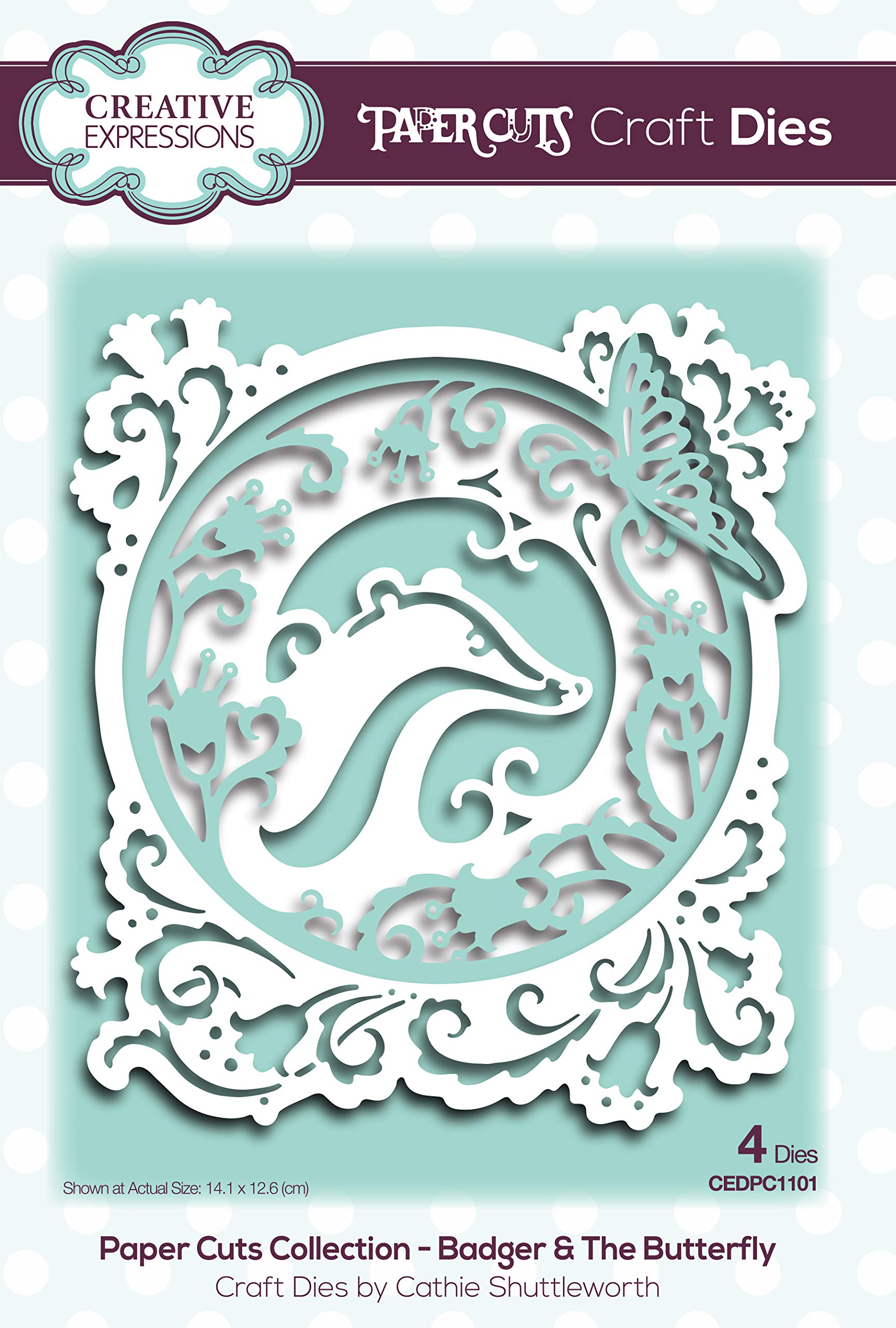Paper Cuts Badger & The Butterfly-Craft Die, Metal, 14.1 x 12.6 cm, CEDPC1101