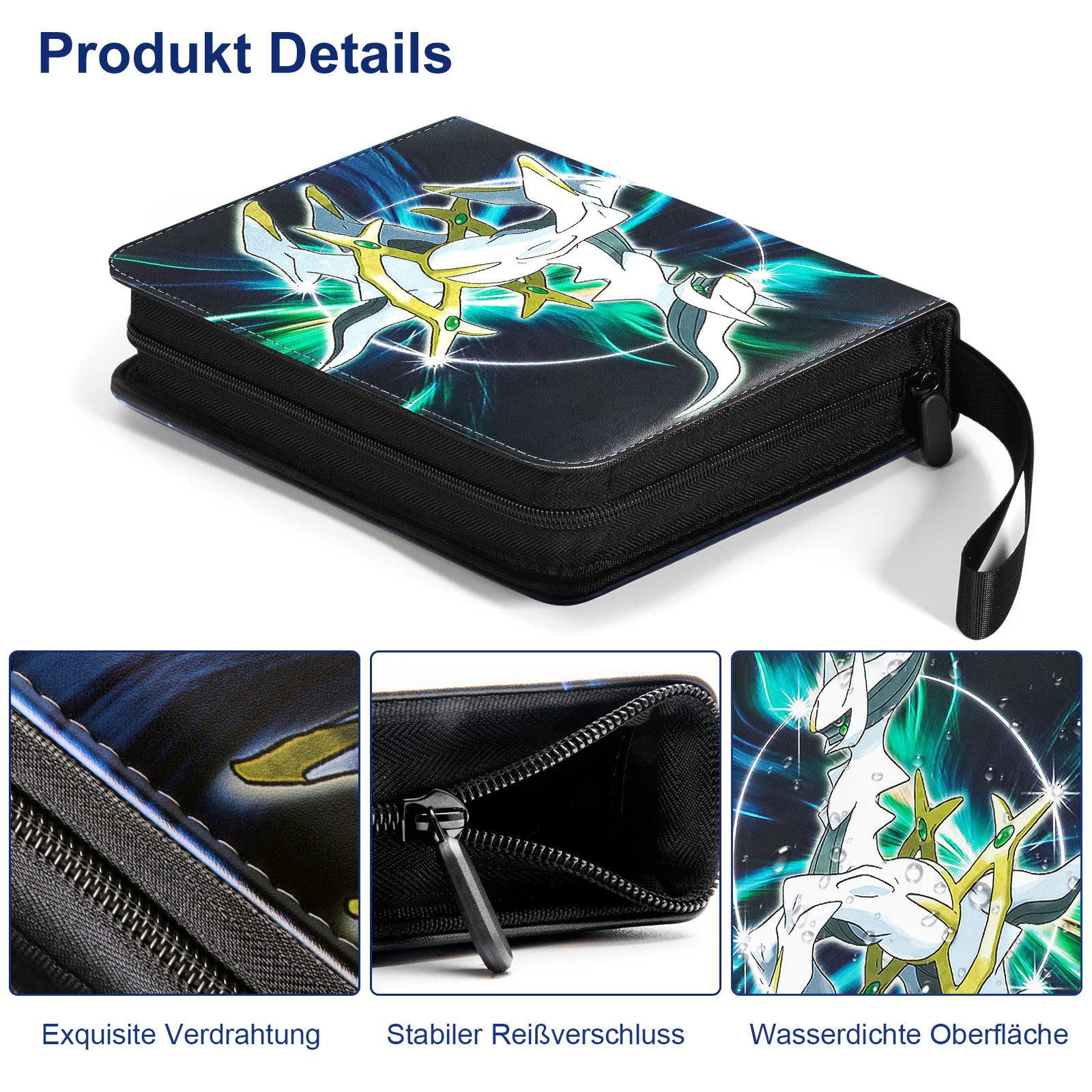 Sammelalbum für Pokemon,Karten Sammelalbum Passt für 400 Karten mit 50 Abnehmbaren Hüllen, PU-Material mit wasserdichter Oberfläche, Album Heft binder für Pokemon Karten 50 Pcs Seite 3