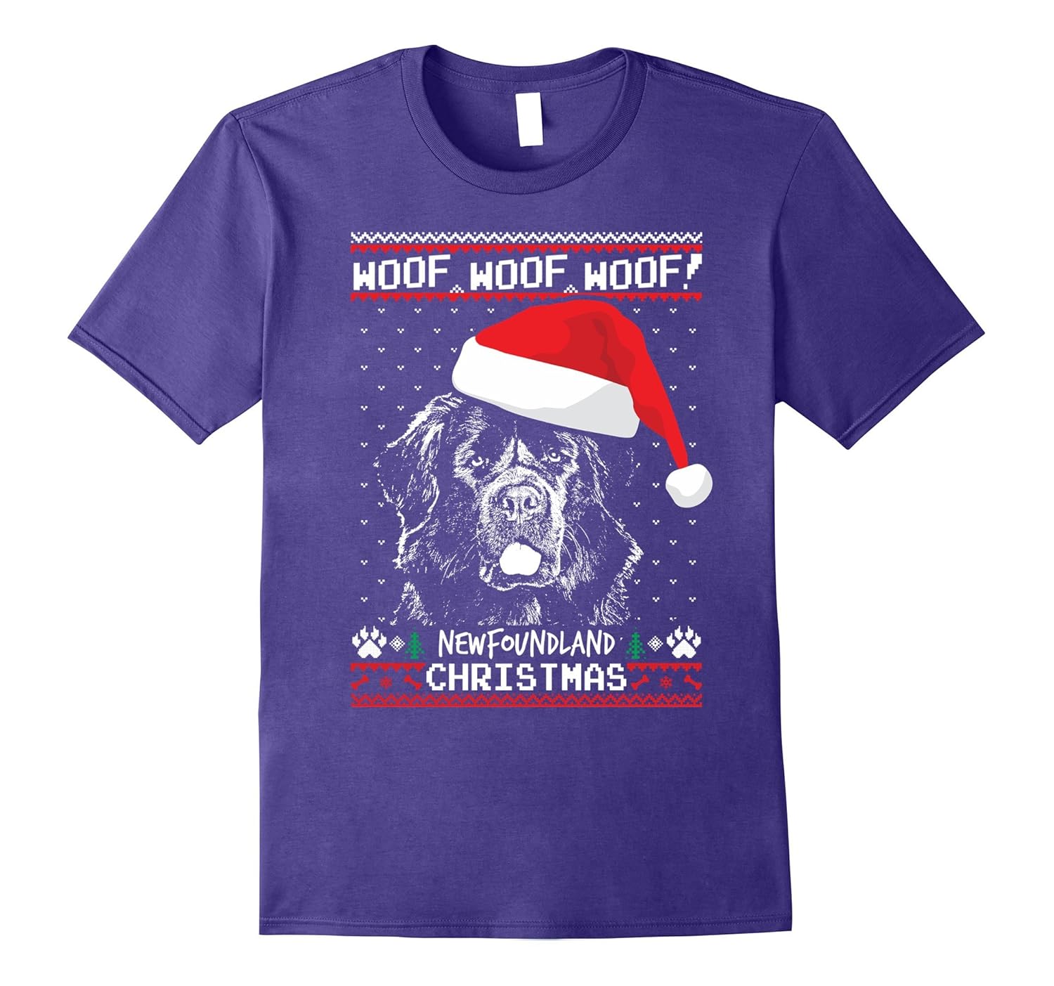 Woof Newfoundland Christmas Shirt Funny Xmas Gift-Rose