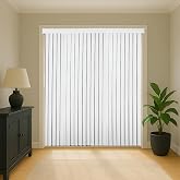 Calyx Interiors Vertical Blinds, 78" W x 84, White, Light-Filtering, Vinyl | White Light-Filtering Vinyl Vertical Blinds for Sliding Glass Doors, Patio Doors &amp; Large Windows for Home or Office