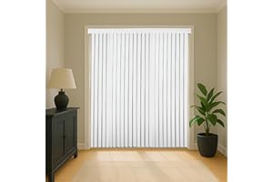 Calyx Interiors Vertical Blinds – 78" Width x 84" Height, White Light-Filtering Vinyl Blinds for Sliding Glass Doors, Patio Doors & Large Windows for Home or Office