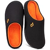 VeraCosy Men's Two-Tone Memory Foam House Slippers Indoor Outdoor Durable Rubber Sole