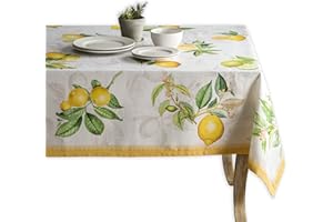 Maison d' Hermine Table Cloth 100% Cotton 60"x90" Decorative Tablecover Washable Rectangle Tablecloths, Dining, Buffet Parties & Wedding Use, Limoncello - Spring/Summer