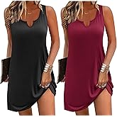 Ekouaer Nightgowns for Women 2 Pack Tank Night Gown Sleeveless Sleep Shirt V Neck Chemise Soft Night Shirt Ladies Sleep Dress